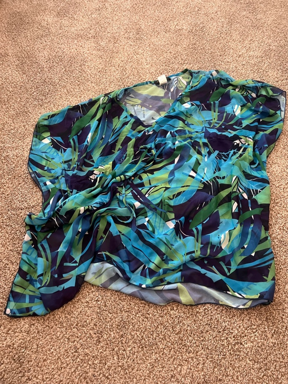 Nwot Athena swim cover up. Drawstring waist. Semi sheer. Blue and gre